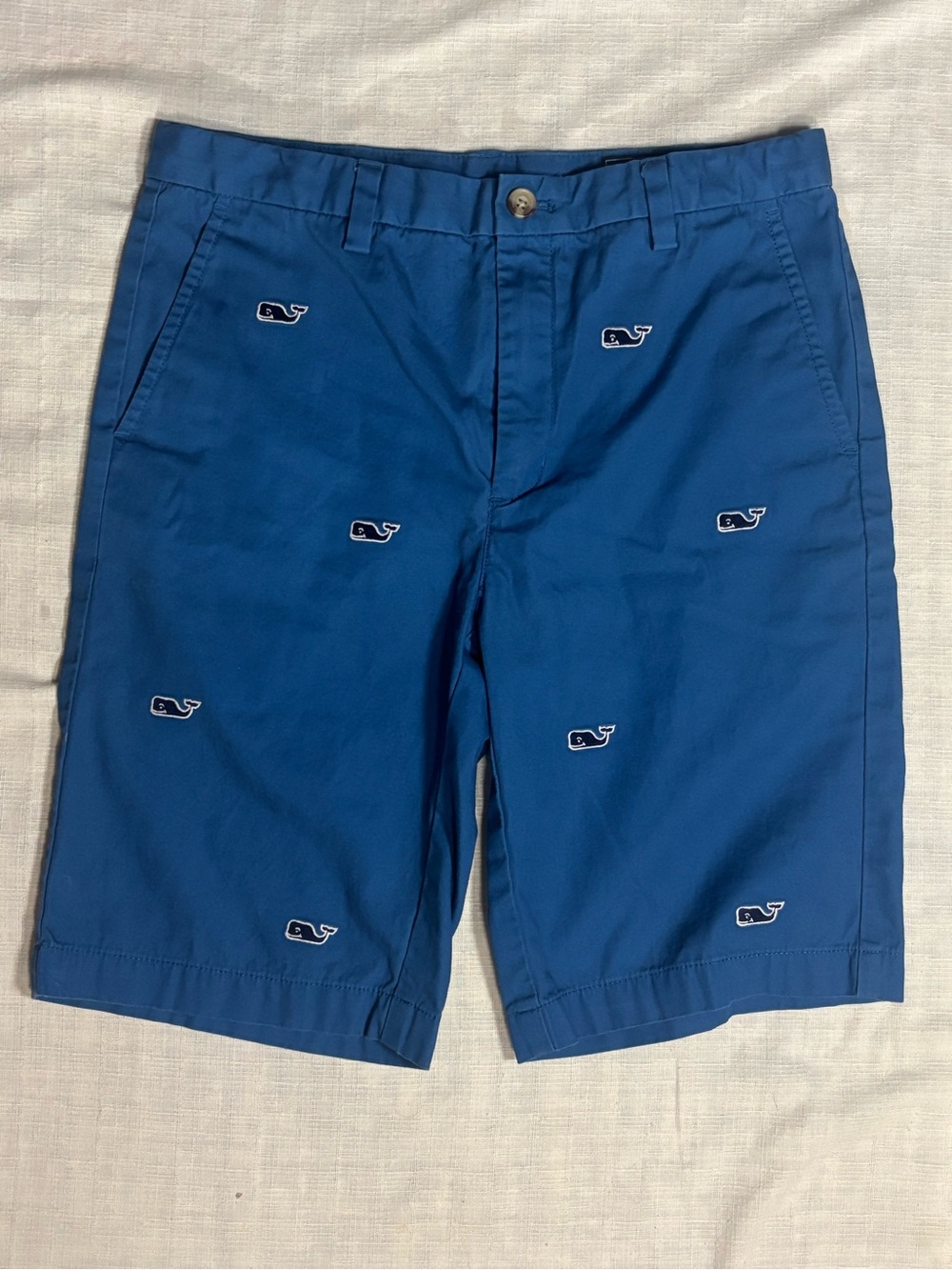 Vineyard Vines Boys Size 14 Blue Whale Embroidered Chino Shorts Preppy Golf